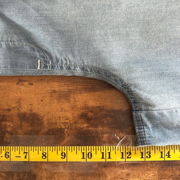 Chambray Denim Pants Medium Light Blue Belted Wide Leg Cropped Beachy Coastal - Picture 4 of 11